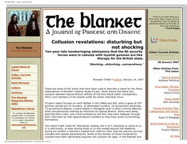 THE BLANKET * Index: Current Articles