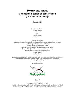 Composición, Estado De Conservación Y Propuestas De Manejo