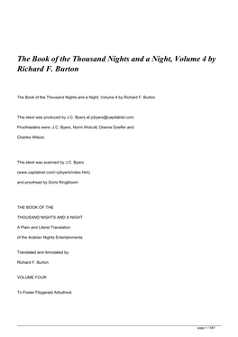 The Book of the Thousand Nights and a Night, Volume 4 by Richard F