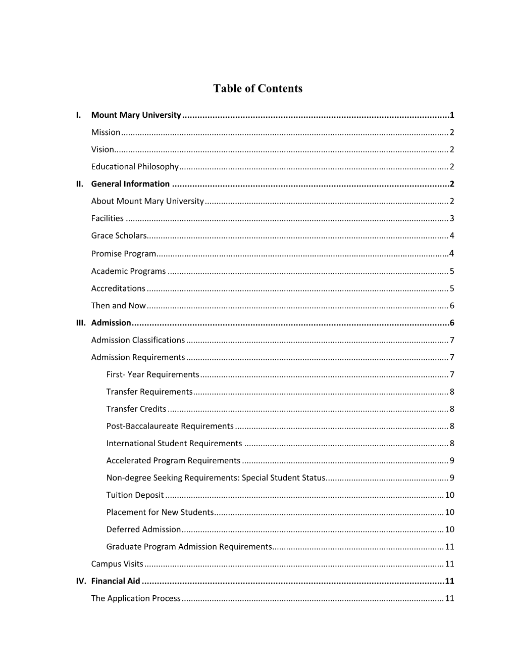 Table of Contents