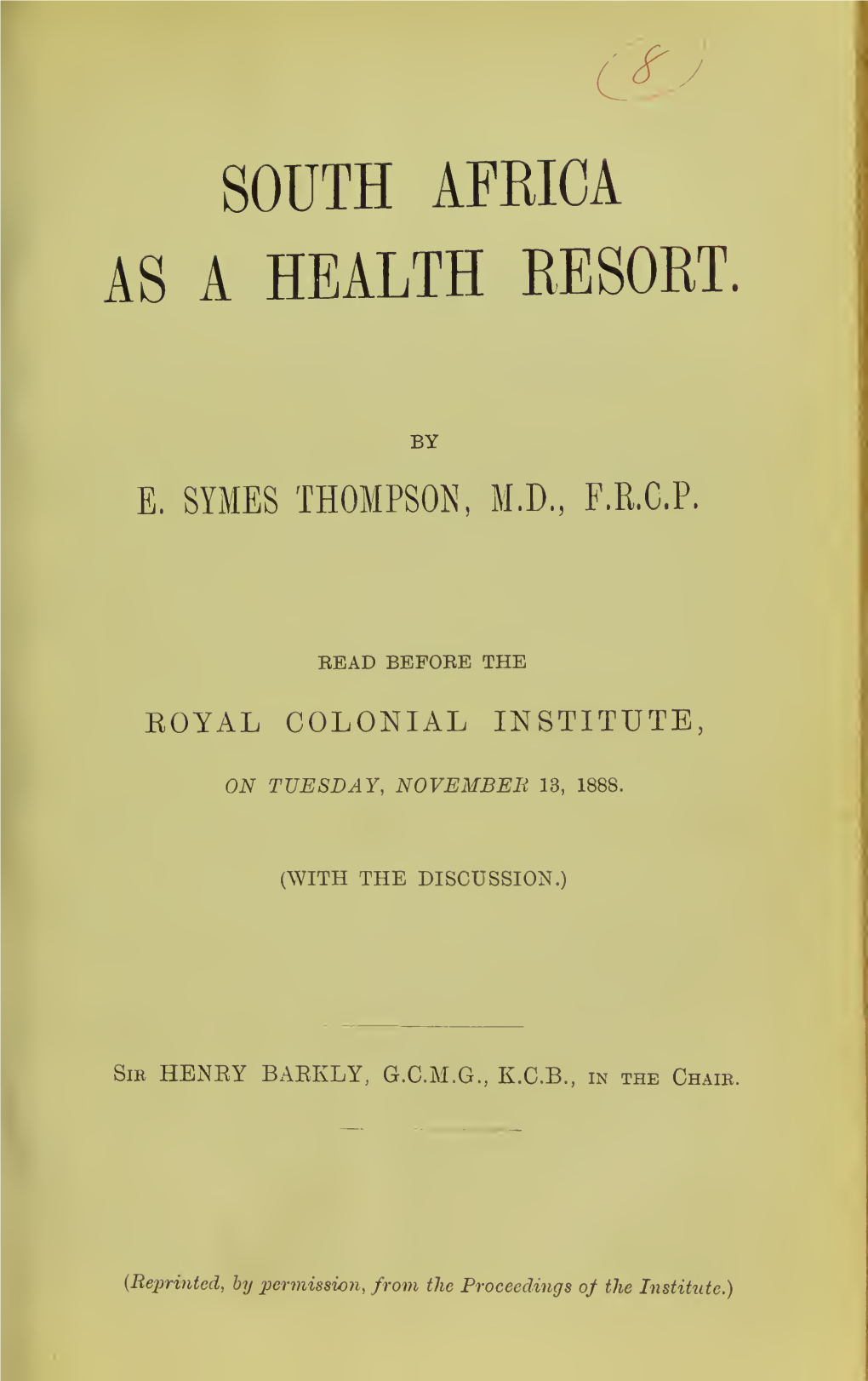 South Africa As a Health Resort