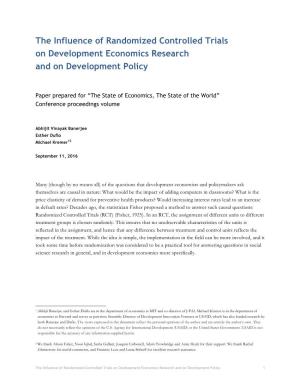 The Influence of Randomized Controlled Trials on Development Economics Research and on Development Policy