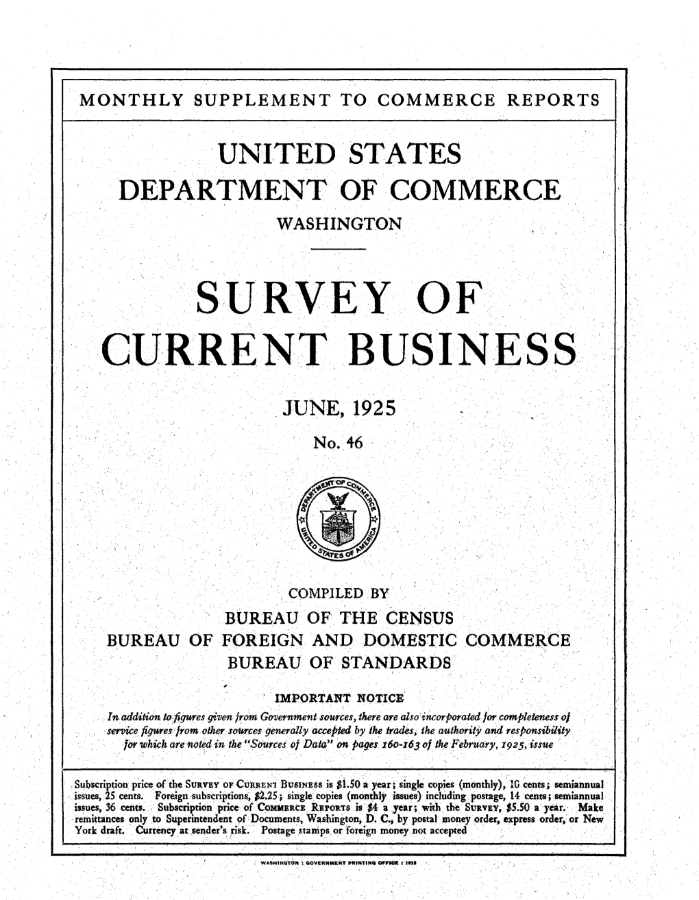 Survey of Current Business June 1925