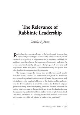 E Relevance of Rabbinic Leadership