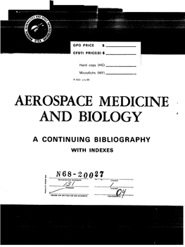 Aerospace Medicine * and Biology P