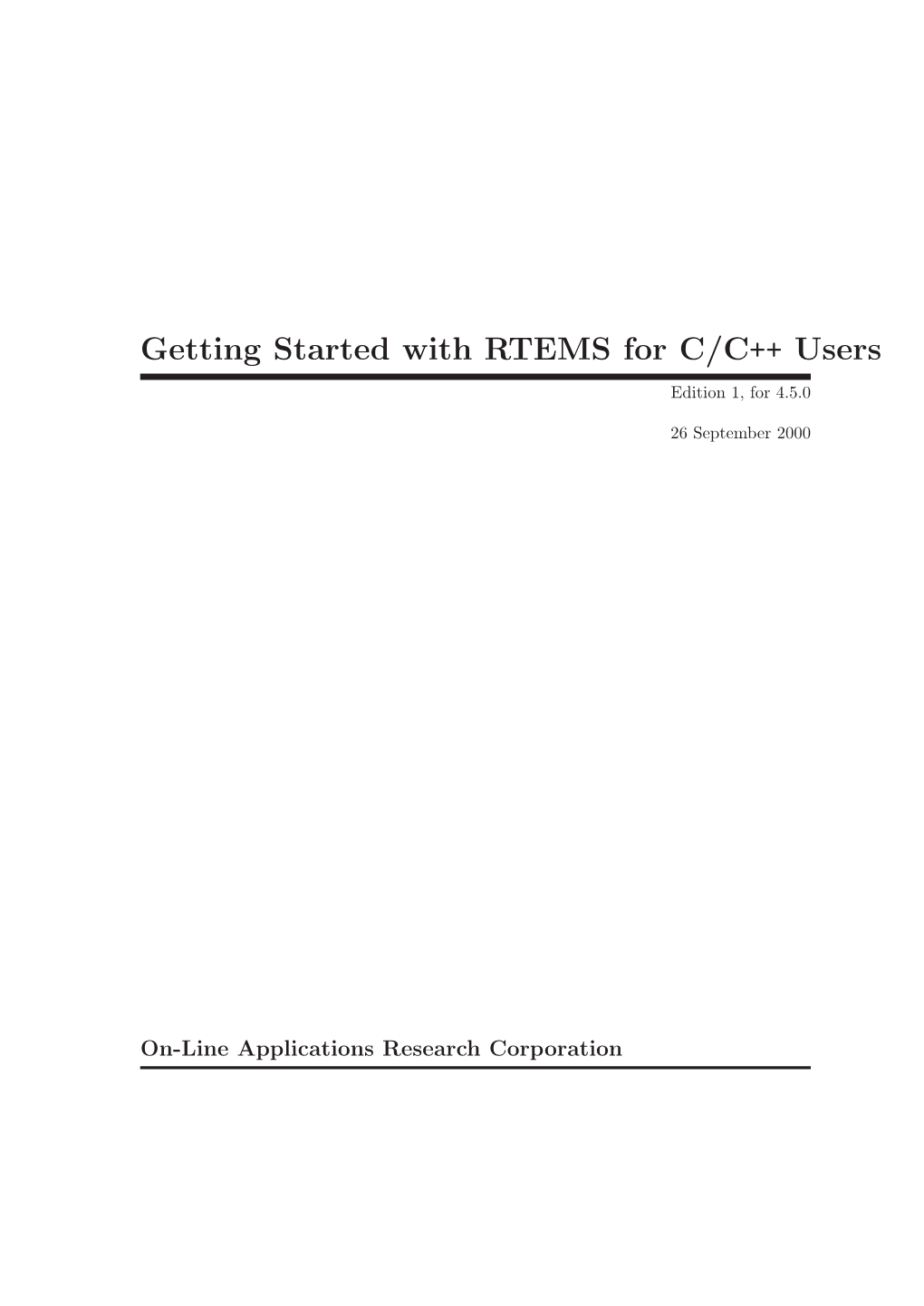 Getting Started with RTEMS for C/C++ Users