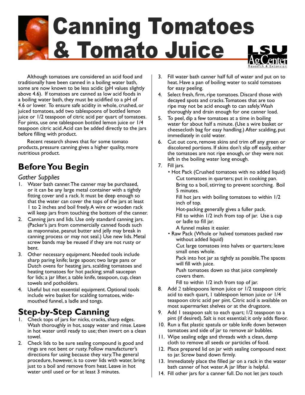 Canning Tomatoes & Tomato Juice