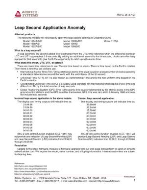 Leap Second Application Anomaly
