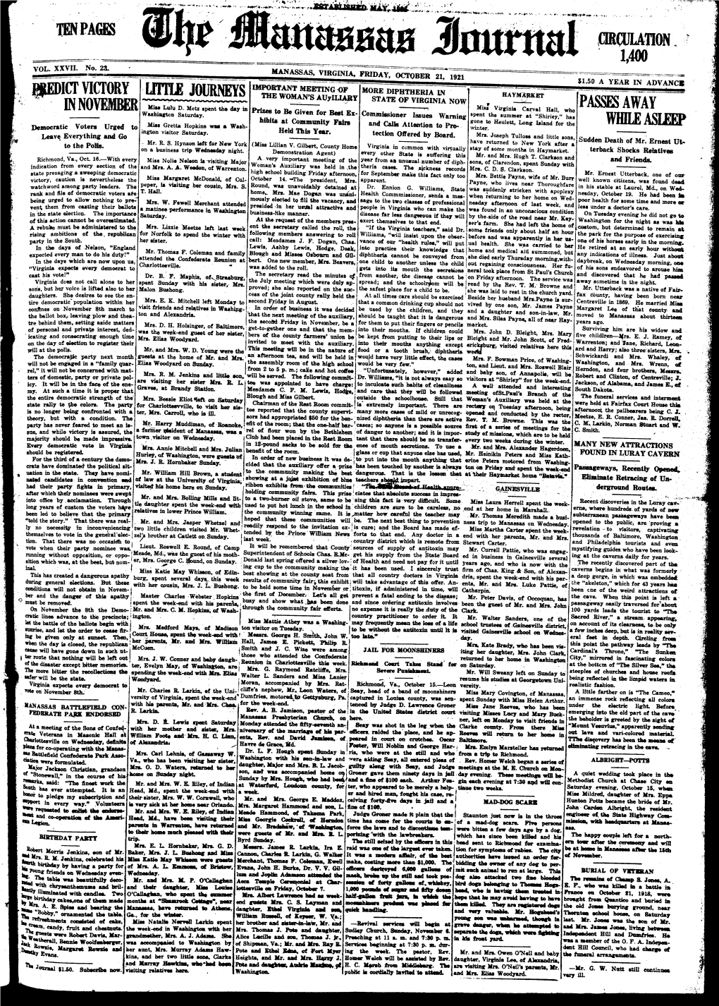 The Manassas Journal 1921 10 21
