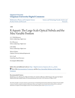 R Aquarii: the Large-Scale Optical Nebula and the Mira Variable Position A