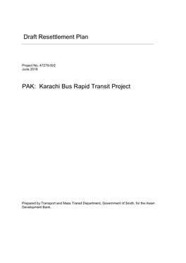 Karachi Bus Rapid Transit Project: Resettlement Plan