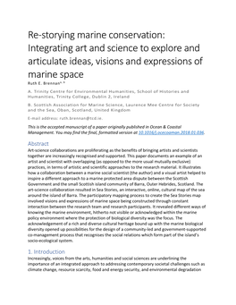 Re-Storying Marine Conservation: Integrating Art and Science to Explore and Articulate Ideas, Visions and Expressions of Marine Space Ruth E