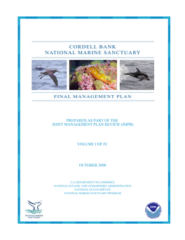 Cordell Bank National Marine Sanctuary Final Management Plan