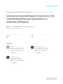 Lemma Micromorphological Characters in the Chloridoideae(Poaceae) Optimized on a Molecular Phylogeny