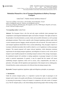 Scientific Journal on Transport and Logistics Vol