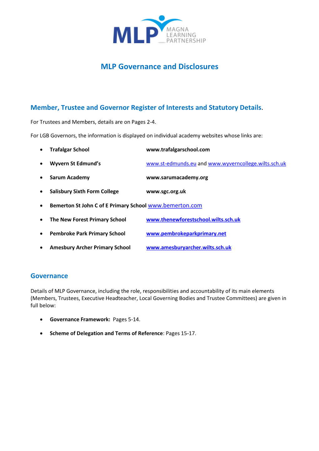 MLP Trustee Governance with Scheme of Delegation