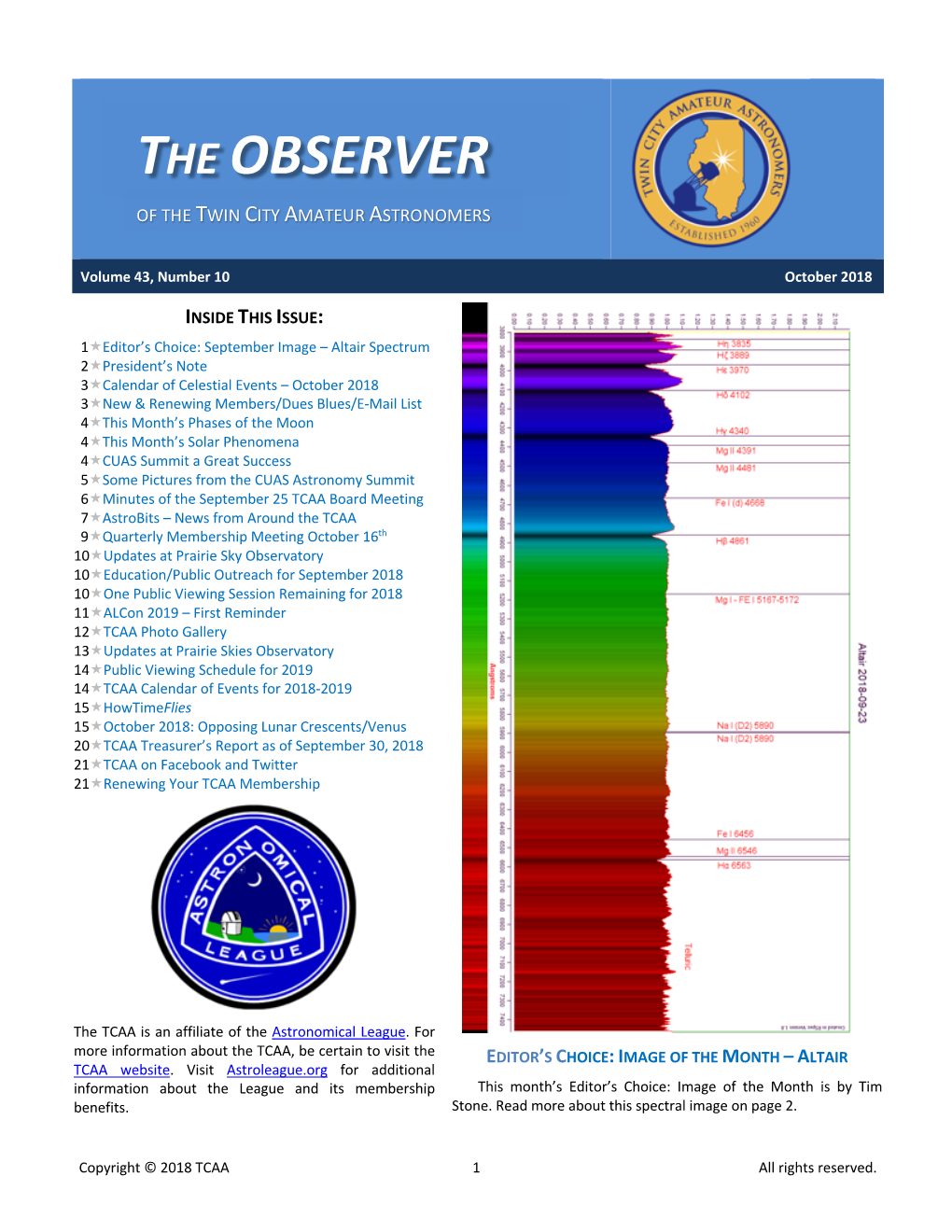 The Observer of the Twin City Amateur Astronomers