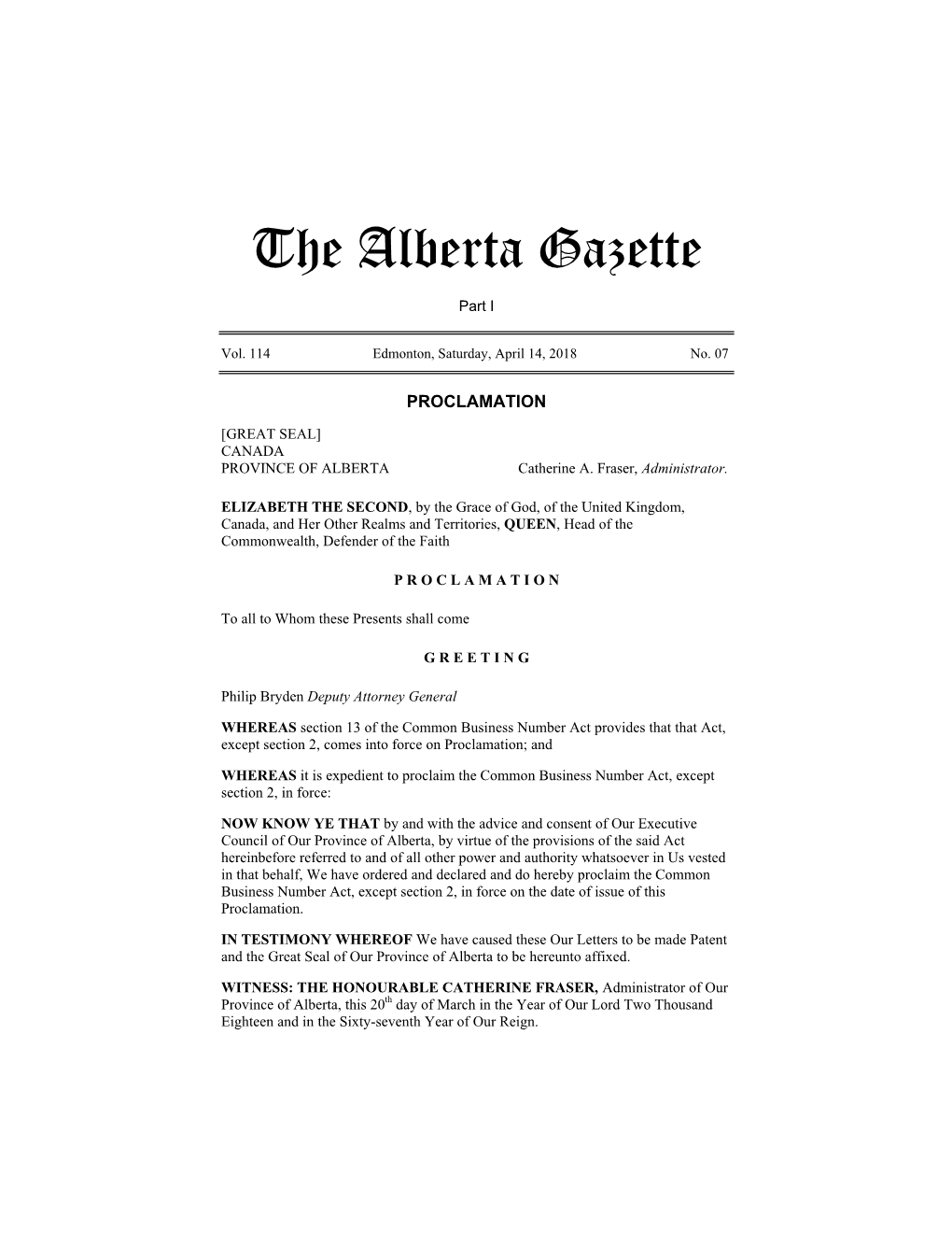 The Alberta Gazette