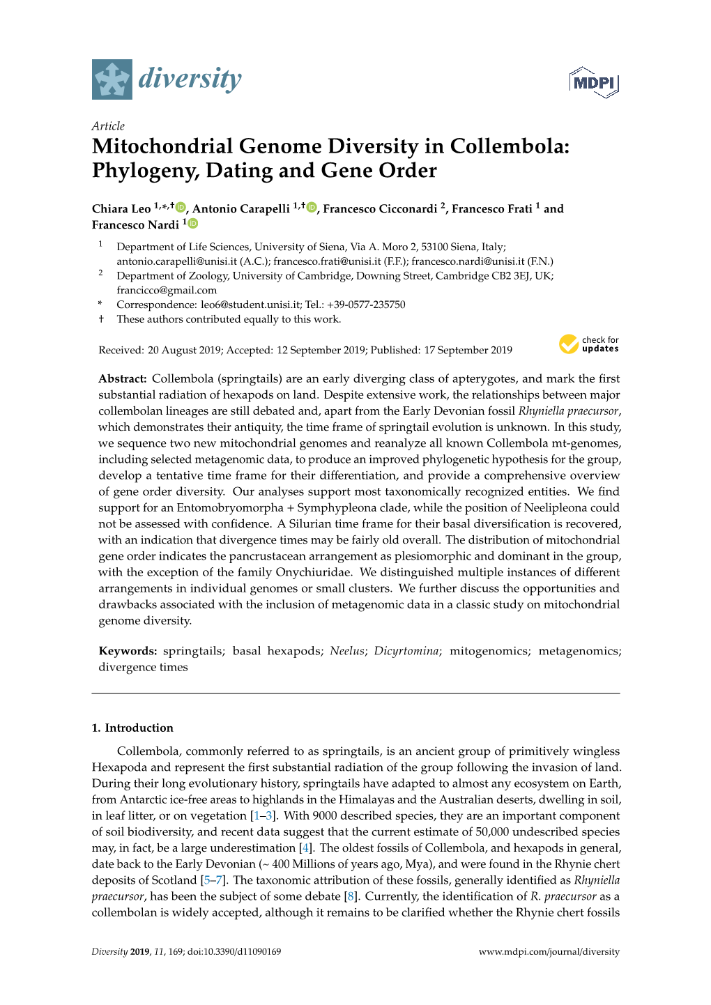 Phylogeny, Dating and Gene Order