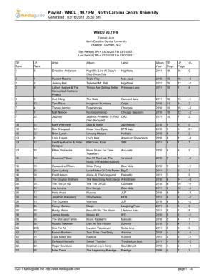 Playlist - WNCU ( 90.7 FM ) North Carolina Central University Generated : 03/16/2011 03:30 Pm