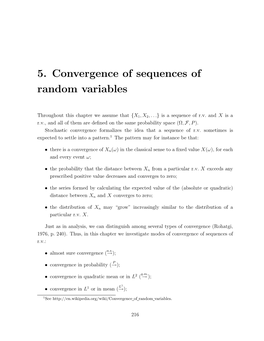 5. Convergence of Sequences of Random Variables
