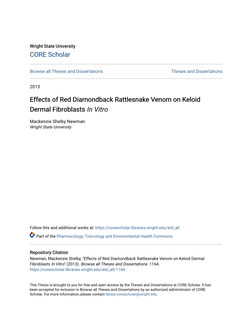 Effects of Red Diamondback Rattlesnake Venom on Keloid Dermal Fibroblasts in Vitro