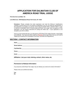 Road Trial Judge Application