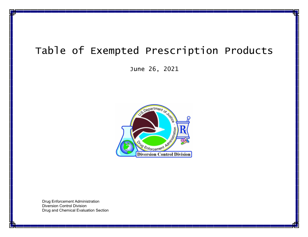 Table of Exempted Prescription Products