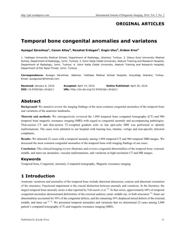 Temporal Bone Congenital Anomalies and Variatons