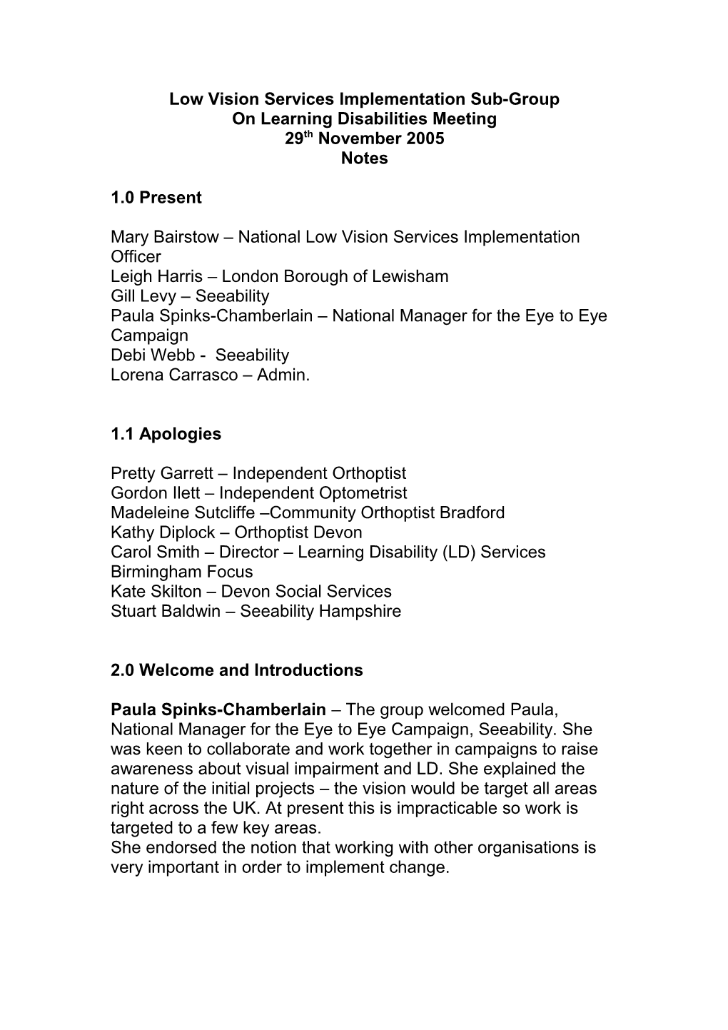 Low Vision Services Implementation Sub-Group