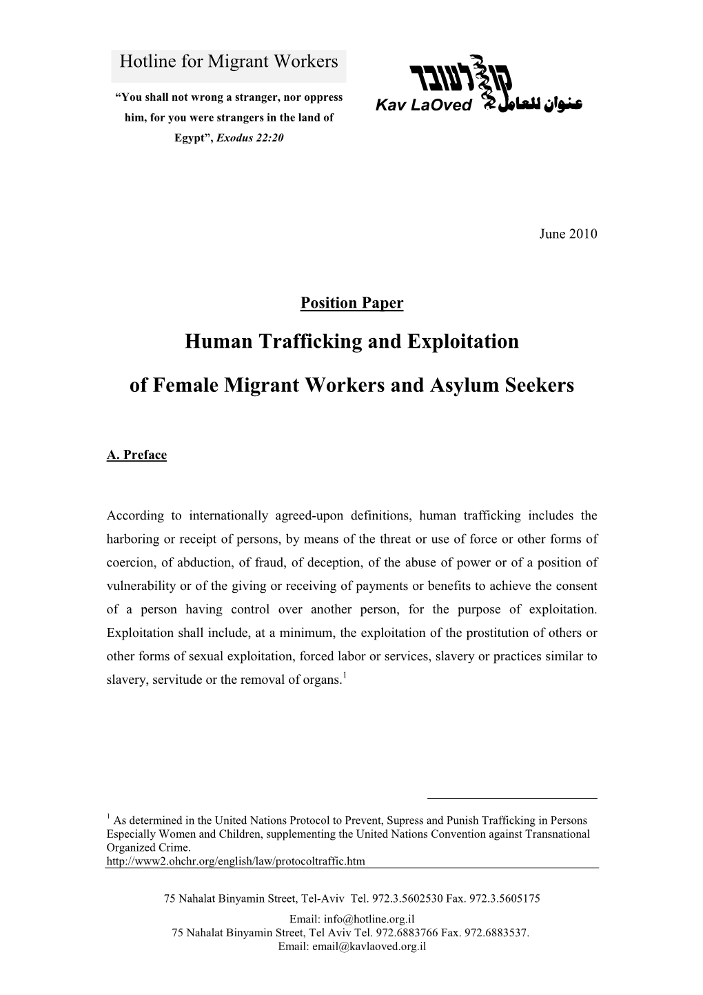 Human Trafficking and Exploitation of Female Migrant Workers And