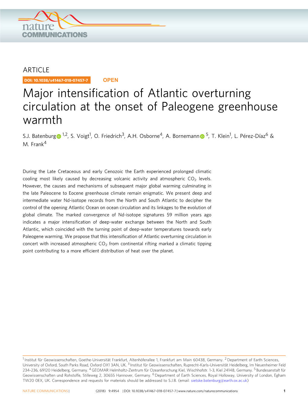 Major Intensification of Atlantic Overturning Circulation at the Onset