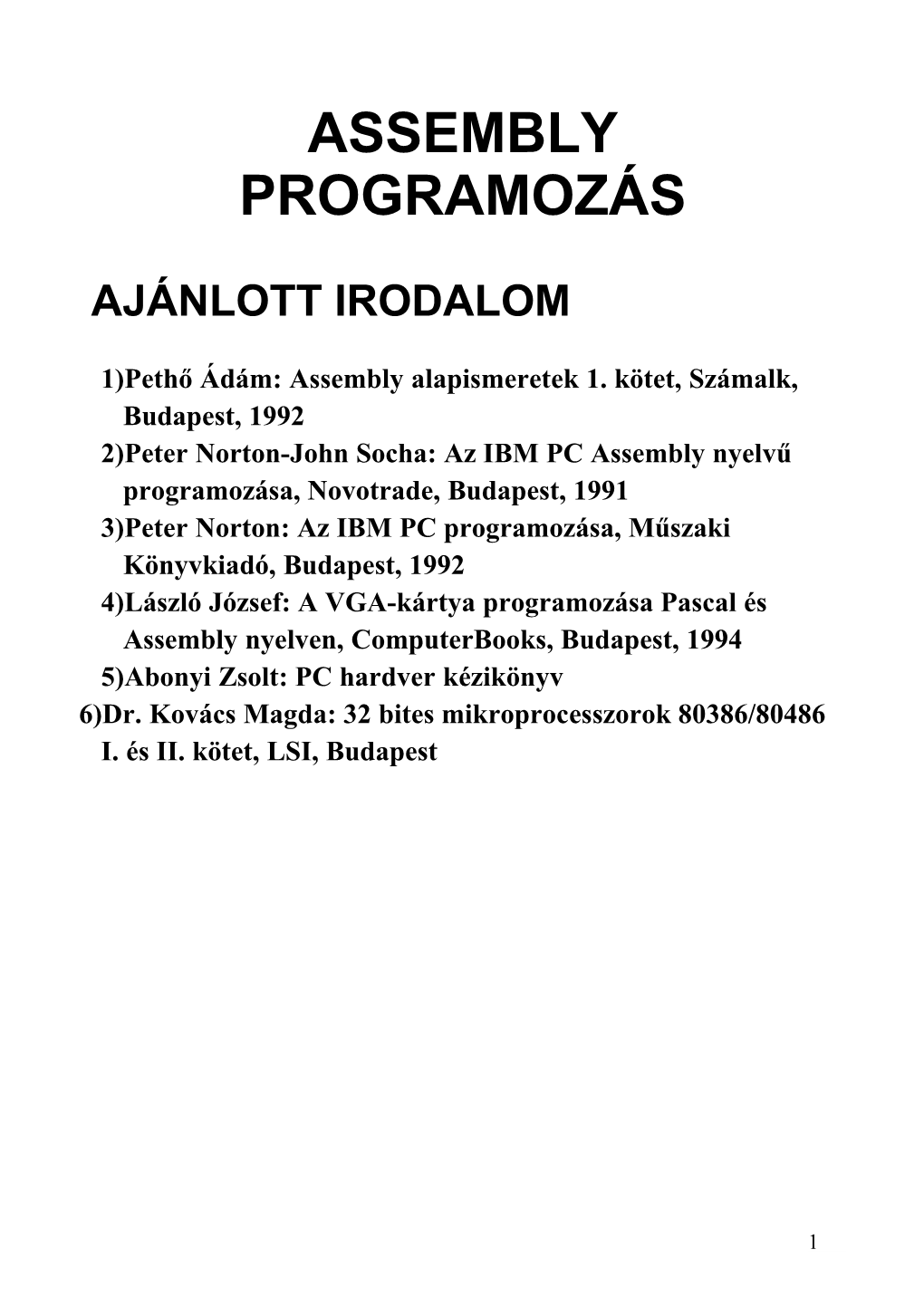 Assembly Programozłs