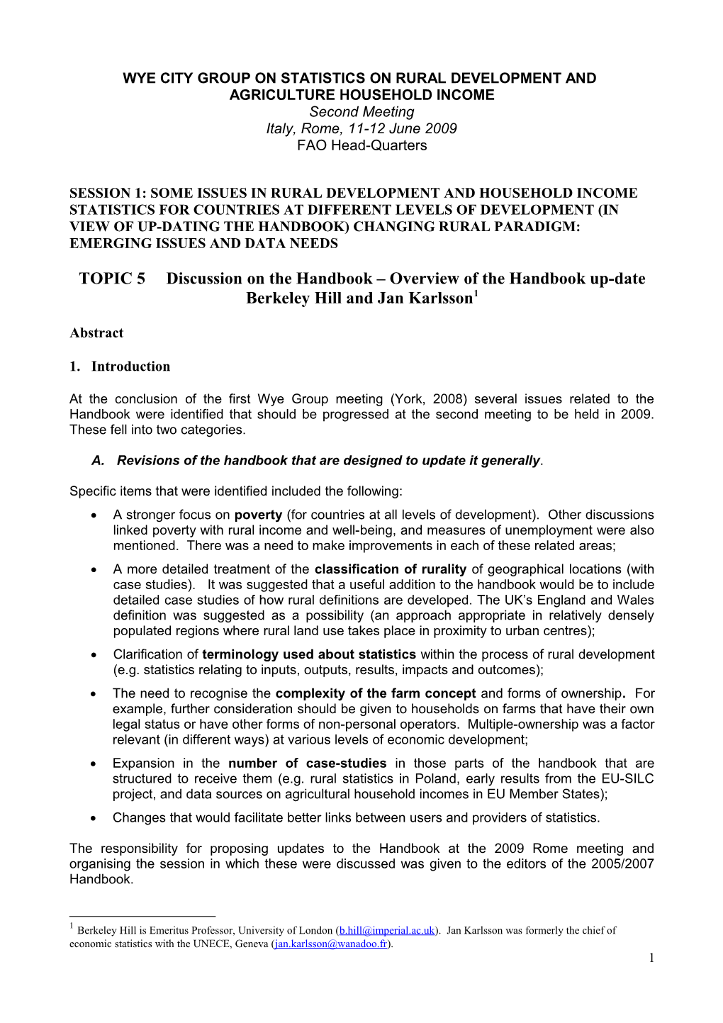 EU Statistics on the Incomes of Agricultural Households the State of Data Systems in Member