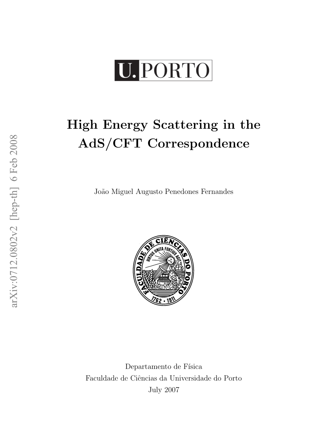 High Energy Scattering in the Ads/CFT Correspondence