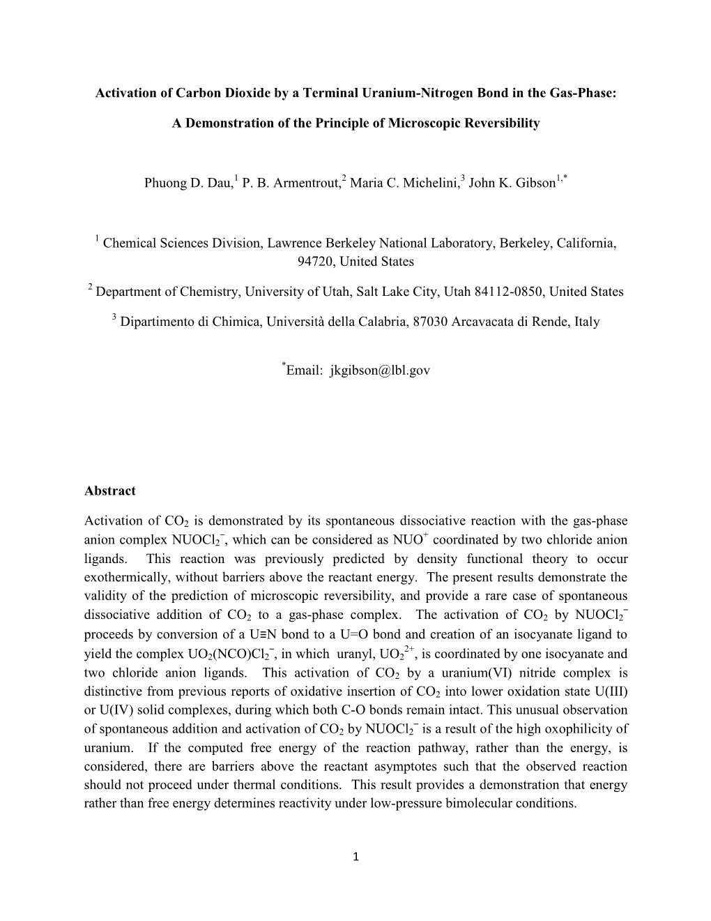 Activation of Carbon Dioxide by a Terminal Uranium-Nitrogen Bond in the Gas-Phase