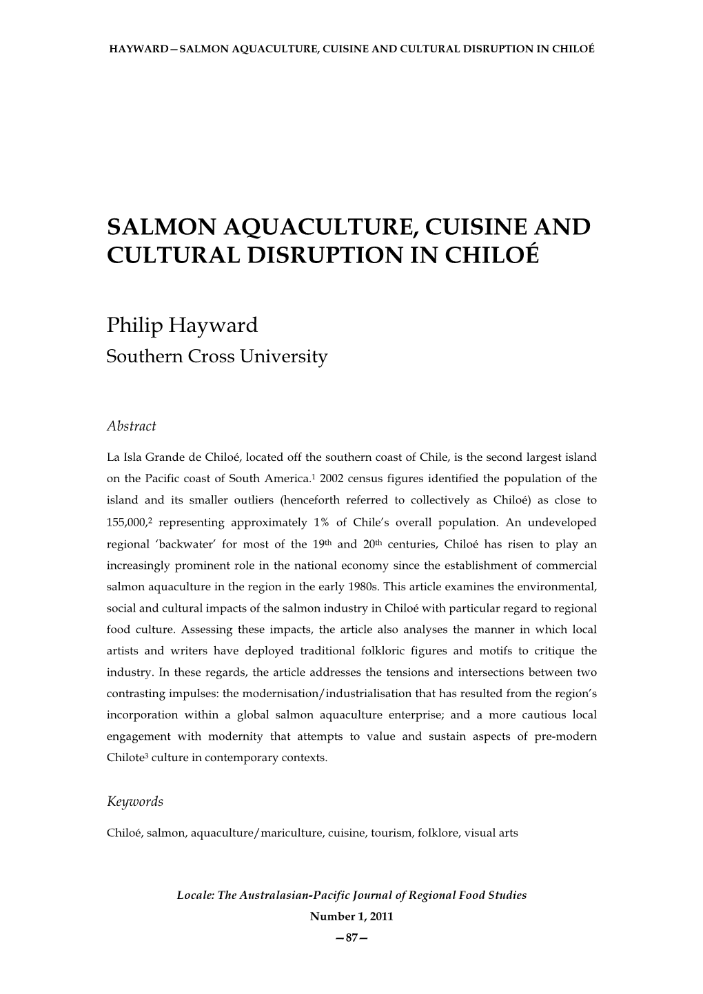 Salmon Aquaculture, Cuisine and Cultural Disruption in Chiloé