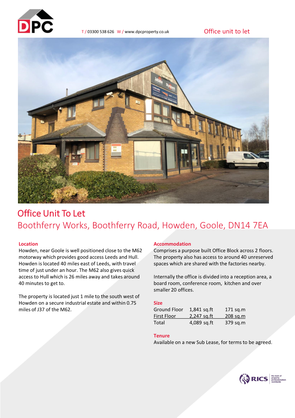 Office Unit to Let Boothferry Works, Boothferry Road, Howden, Goole, DN14 7EA