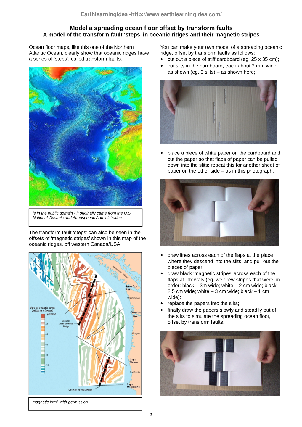 Model a Spreading Ocean Floor Offset by Transform Faults a Model of the Transform Fault ‘Steps’ in Oceanic Ridges and Their Magnetic Stripes