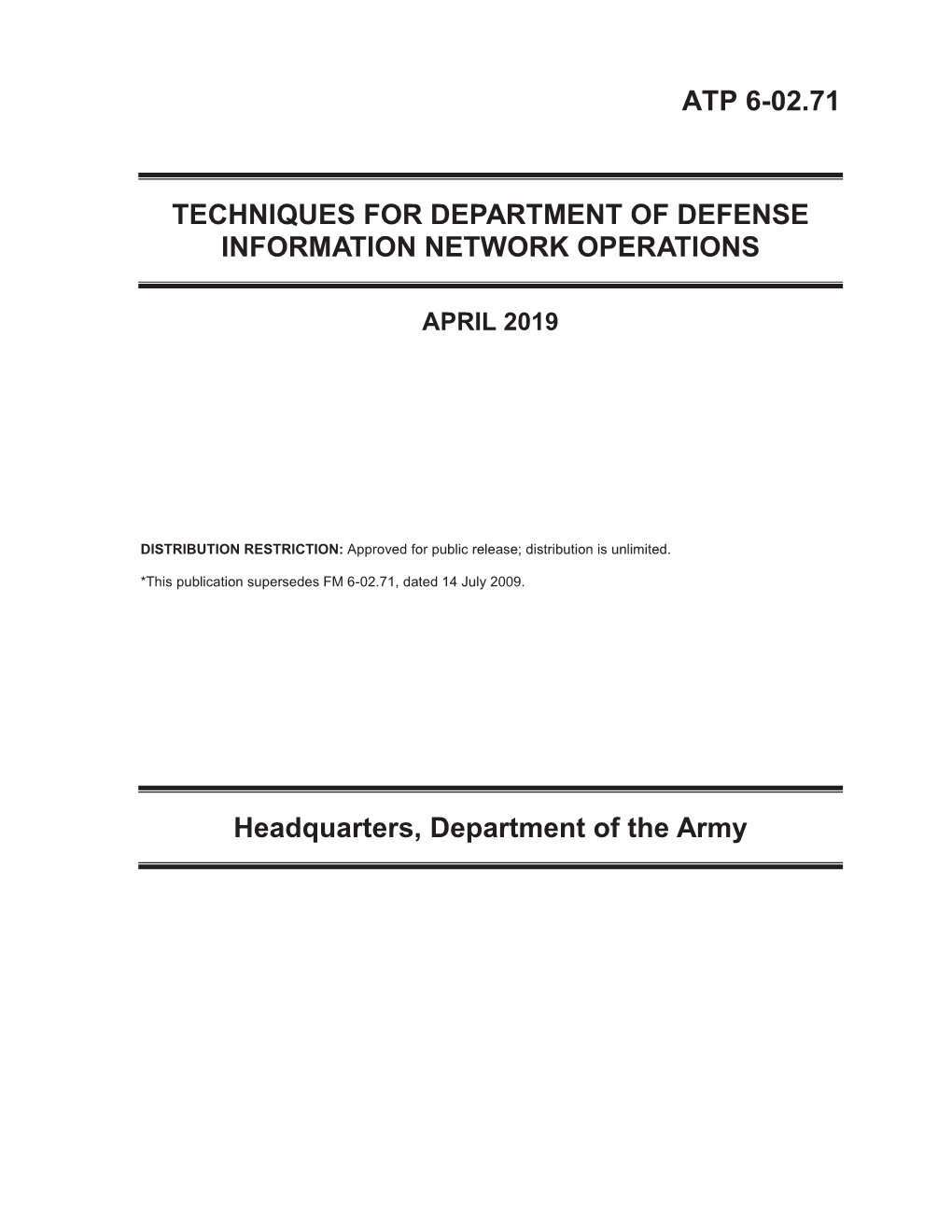 Atp 6-02.71 Techniques for Department of Defense