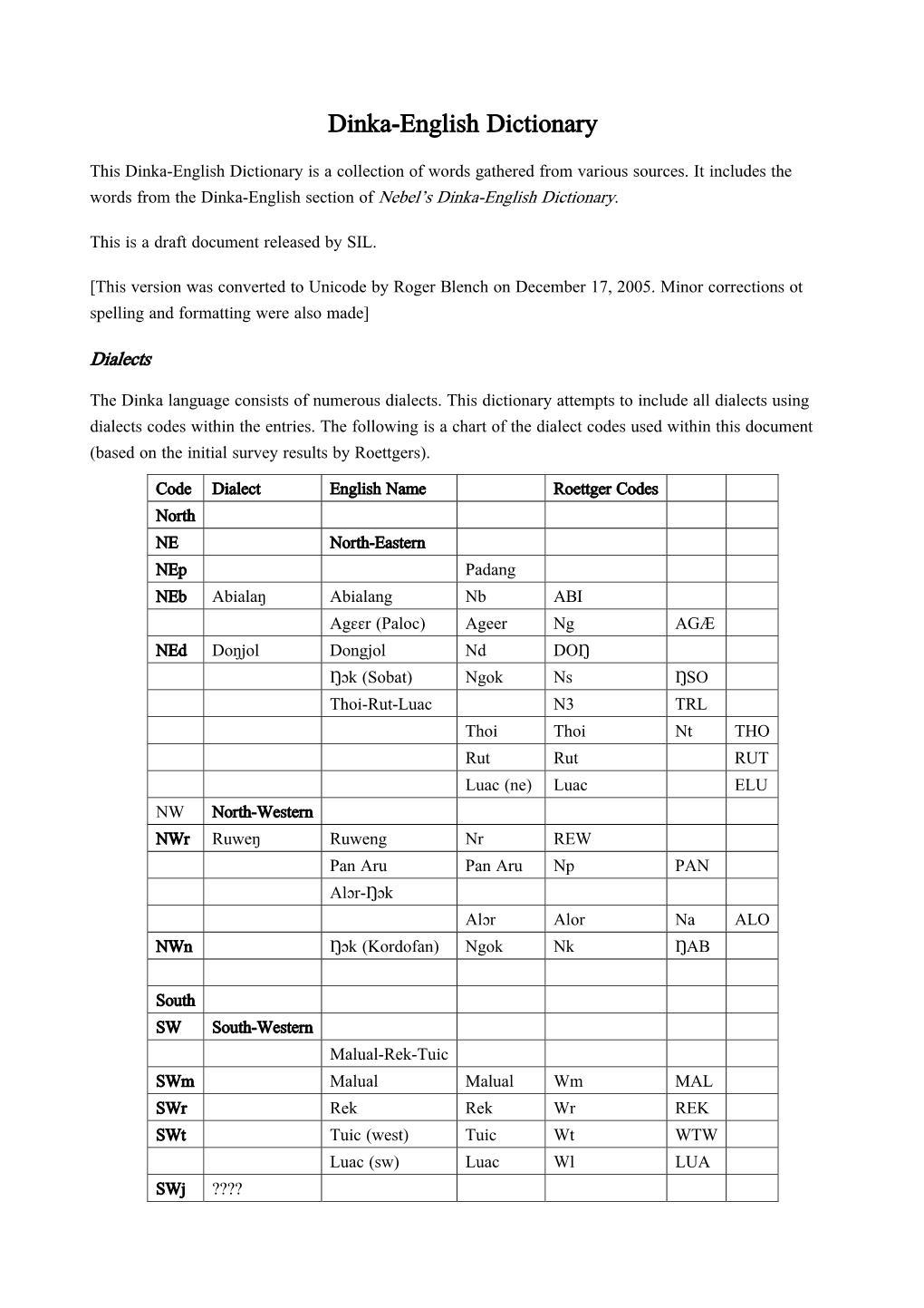 Dinka-English Dictionary