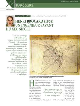 HENRI BROCARD (1865) UN INGÉNIEUR SAVANT DU Xixe SIÈCLE