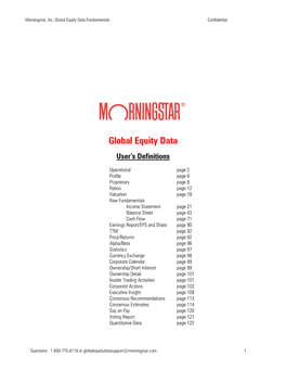 Global Equity Data Fundamentals Confidential