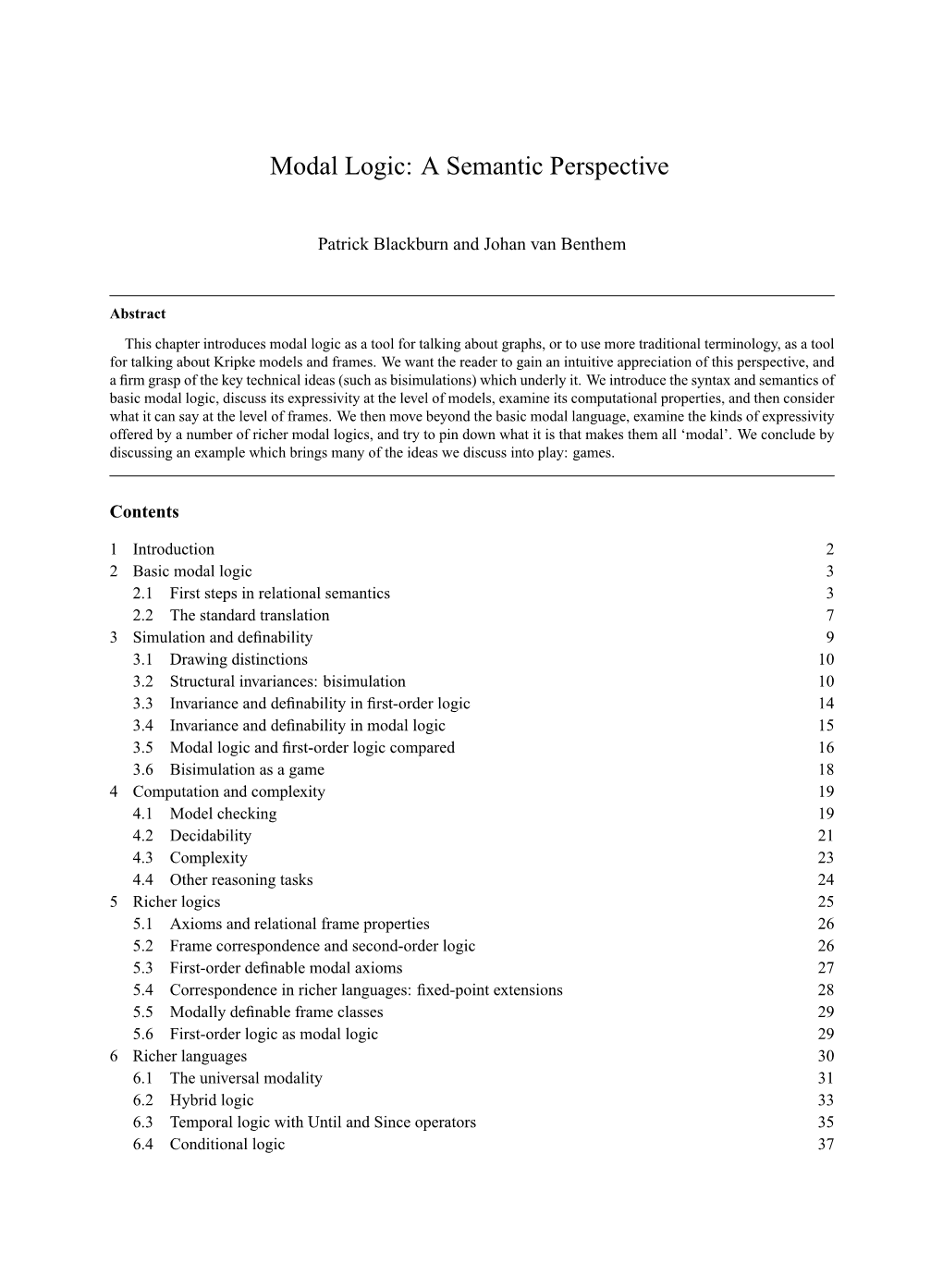 Modal Logic: a Semantic Perspective