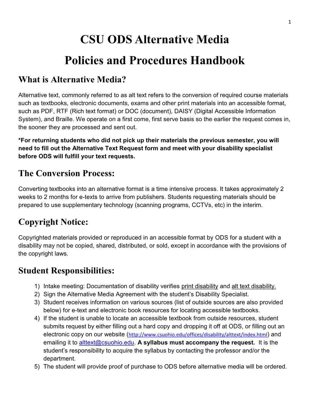 Alternative Media Policies and Procedures Handbook What Is Alternative Media?