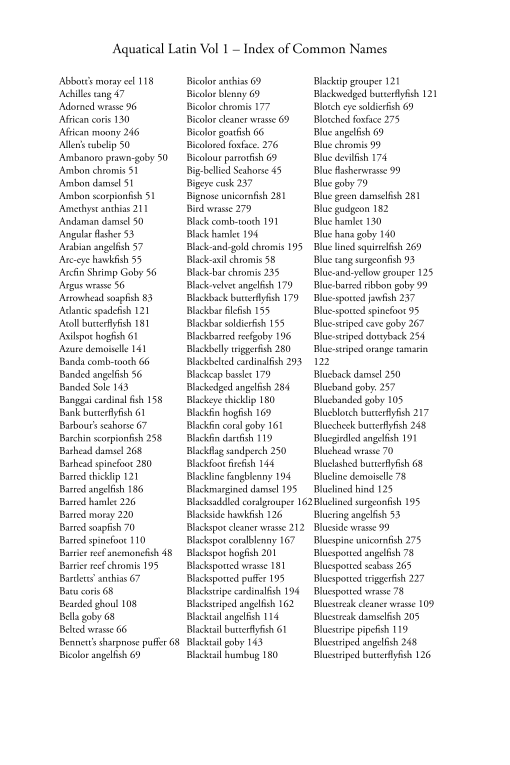 Index of Common Names