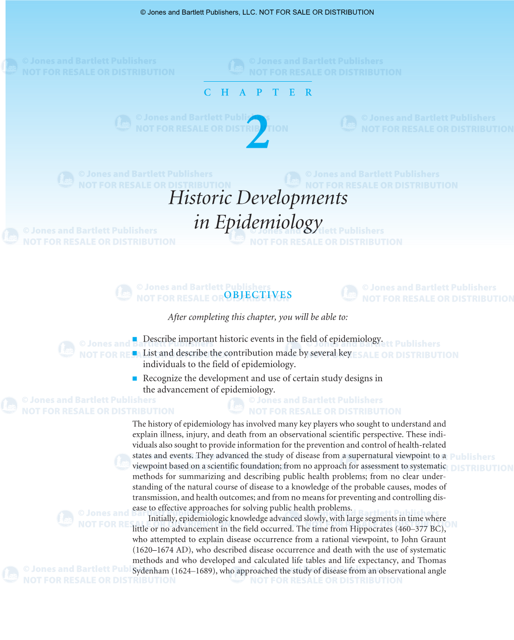 Historic Developments in Epidemiology