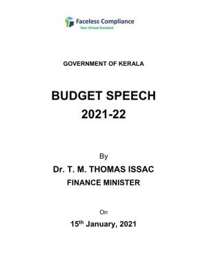 Government of Kerala Budget Speech 2021-22