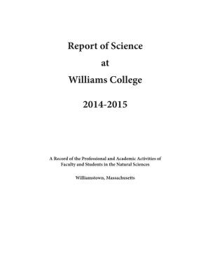 Report of Science at Williams College 2014-2015