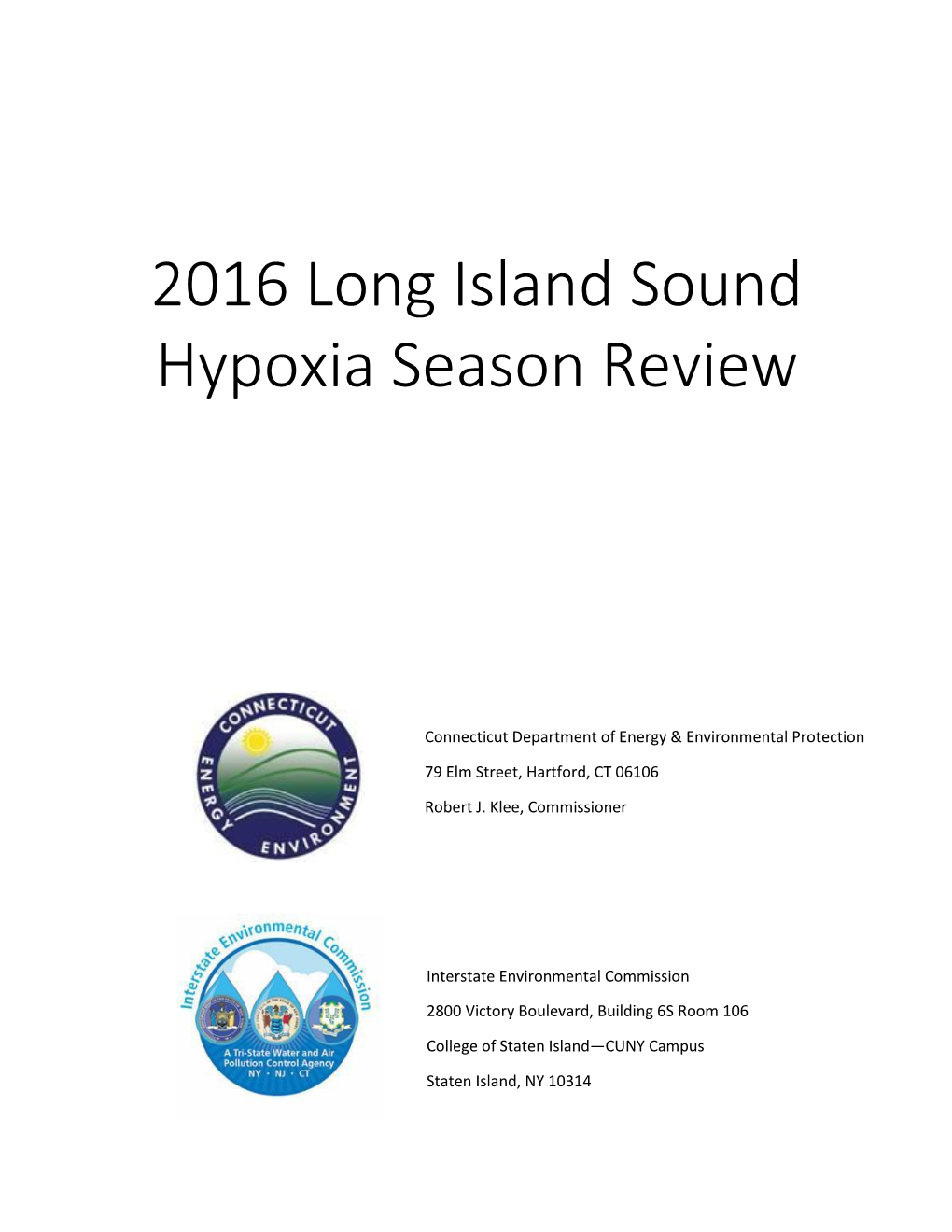 2016 Long Island Sound Hypoxia Season Review